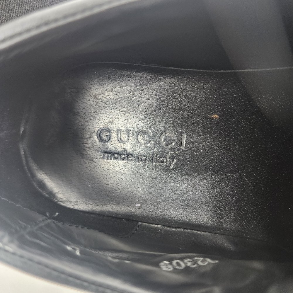 GUCCI Men's Leather and Canvas Black Sneakers Gucci Size 10.5 US 11 - Picture 6 of 9